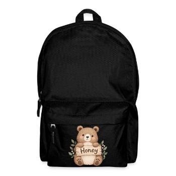 Niedlicher Bär mit Honey-Schild - Rucksack - Schwarz - Vorne