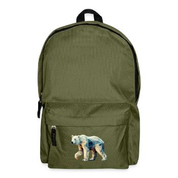Geometric Polar Bear - Geometry Motif - Backpack - olive green - Front