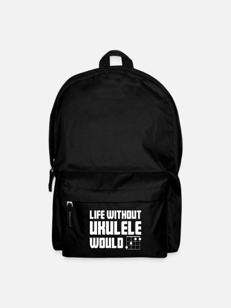 Life without Ukulele Gift Musician Hawaii - Backpack - black