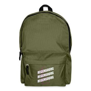 Regensburg Germany City Font Skyline - Backpack - olive green - Front