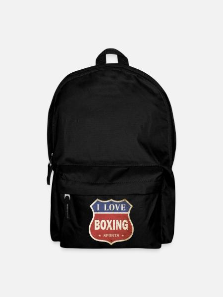 J’adore la boxe boxe boxe match vintage bouclier route - Sac à dos - noir