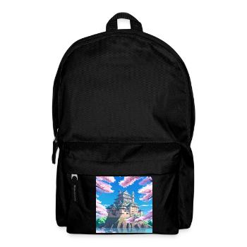 Japanese Castle surrounded by Cherry Blossom Trees - Backpack - black - Front