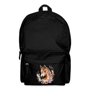 Cheval Fleurs Cheval Fille Poney Mignon Mignon - Sac à dos - noir - Devant
