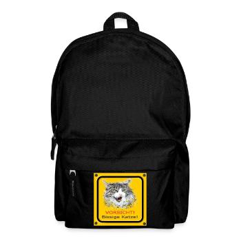 Katze lustig bissig Warnschild Achtung Vorsicht - Rucksack - Schwarz - Vorne