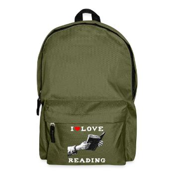 I love reading - Backpack - olive green - Front