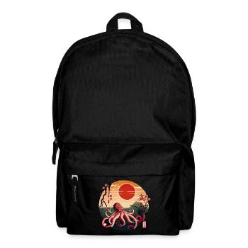 Japanese Art, Octopus in the Sea with Waves Comic - Backpack - black - Front