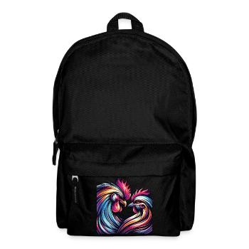 Feathered Love Rooster and Chicken in Love - Backpack - black - Front