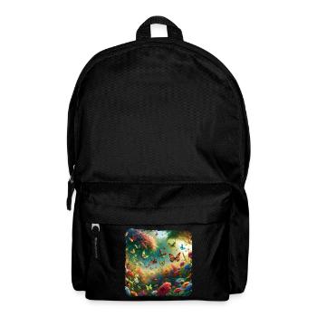 Lebendiges Gemälde Schmetterlinge Flora Fauna - Rucksack - Schwarz - Vorne