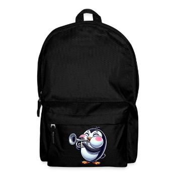 mignon pingouin trompette instrument à vent dessin animé - Sac à dos - noir - Devant