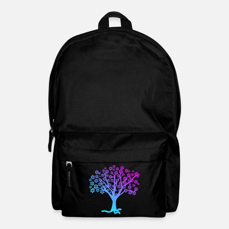 Baum mit Blüten türkis lila pink - Rucksack - Schwarz