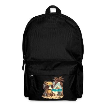 Un petit robot en t-shirt se détend sur la plage - Sac à dos - noir - Devant