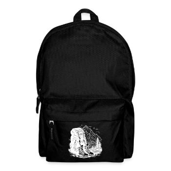 Hiking backpack and shoes, lineart hiking design - Backpack - black - Front