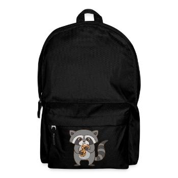 A cute raccoon eats cookies. - Backpack - black - Front