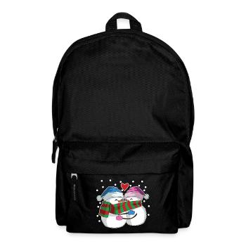 Bonhomme de neige amoureux coeur hiver - Sac à dos - noir - Devant