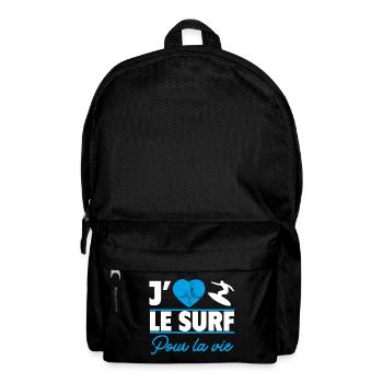 J’aime le surf pour la vie,Surf,Surfeuse,Surfeur - Sac à dos - noir - Devant