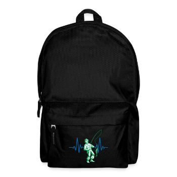 Herzschlag Angler Angeln | Farben änderbar - Rucksack - Schwarz - Vorne