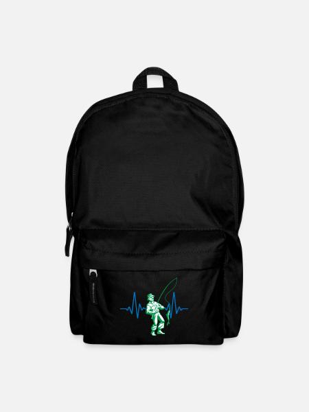 Herzschlag Angler Angeln | Farben änderbar - Rucksack - Schwarz