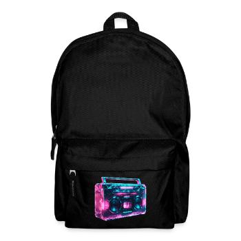 Boom box cassette recorder retro wave - Backpack - black - Front