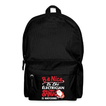 Soyez gentil à l'électricien le père Noël regarde la chemise - Sac à dos - noir - Devant