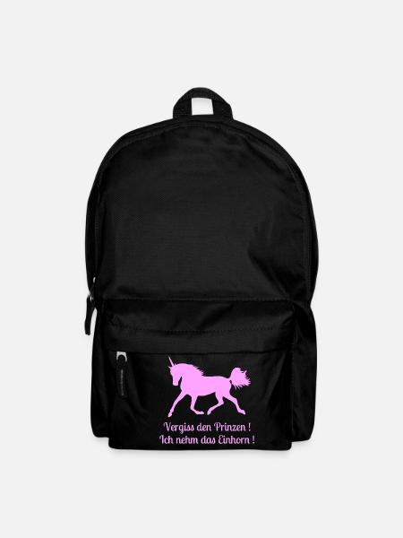 Vergiss den Prinzen, Ich nehm das Einhorn, Spruch - Rucksack - Schwarz
