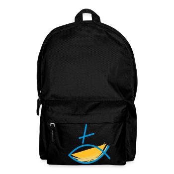 Altkatholischer Logo Fisch Blau/Gelb - Rucksack - Schwarz - Vorne