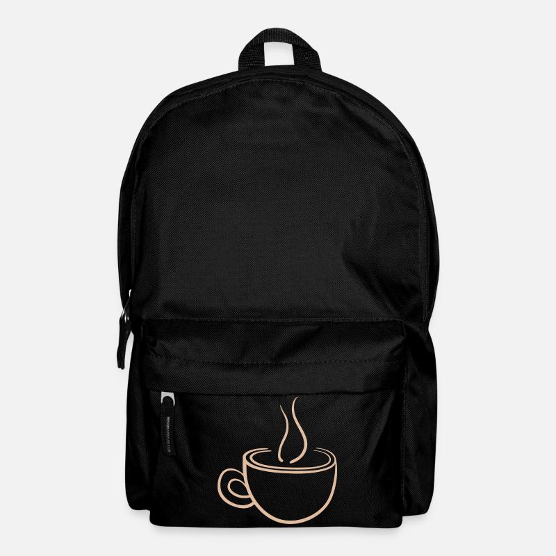 Steaming Coffee Mug Minimal Design - Backpack - black