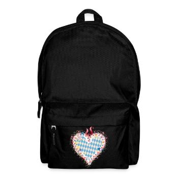 Lebkuchenherz Form im Blau weißen bayerischen Stil - Rucksack - Schwarz - Vorne