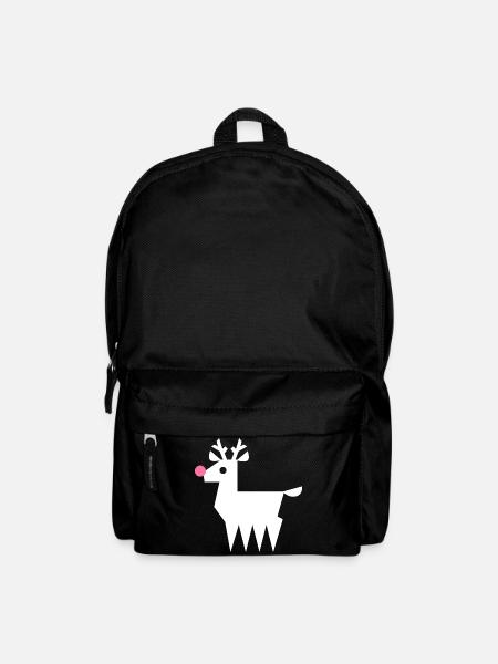 Reindeer Rudolf L white with neon pink nose - Backpack - black