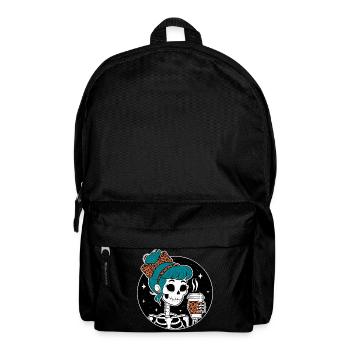 Funny Mexican Skeleton with Latte Coffee Halloween - Backpack - black - Front