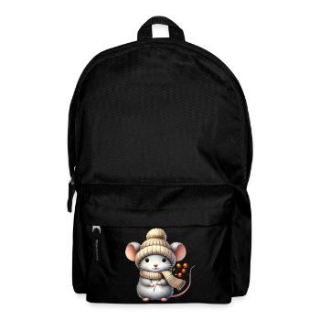 entzückende Maus mit einer warmen Strickmütze - Rucksack - Schwarz - Vorne