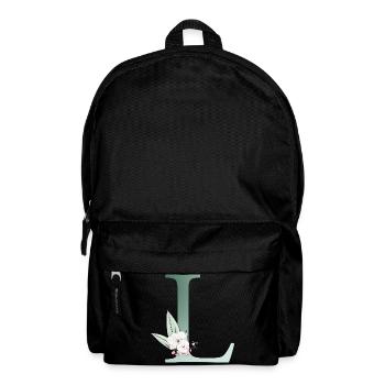 L Monogram, Floral, Personalizable - Backpack - black - Front