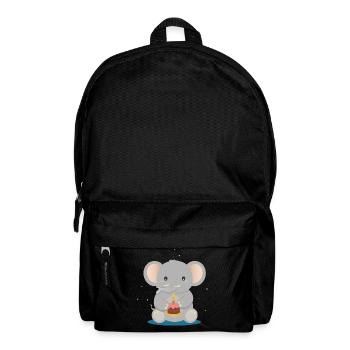 Geburtstags-Elefant mit Törtchen – Süßes Tiermotiv - Rucksack - Schwarz - Vorne
