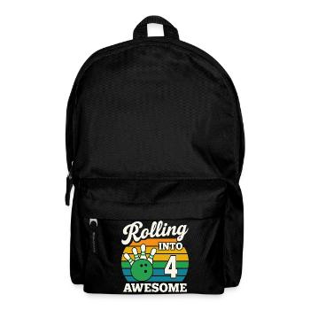 Retro Bowling 4th Birthday Design - Backpack - black - Front