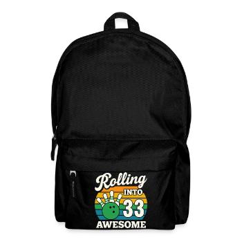 Bowling 33th Birthday Celebration Graphic - Backpack - black - Front