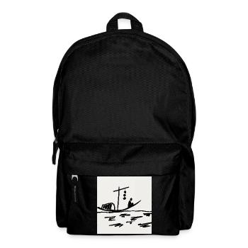 Nachtboot am Fluss - Rucksack - Schwarz - Vorne