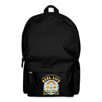 Be Happy in Real Life – Retro Flower Vibes - Backpack - black - Front