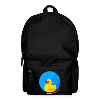 Yellow rubber duck illustration in a circle - Backpack - black - Front