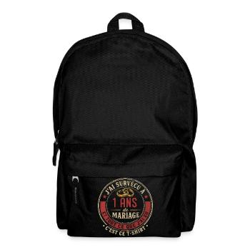 Humour Anniversaire : J'ai Survécu à 1 An - Sac à dos - noir - Devant