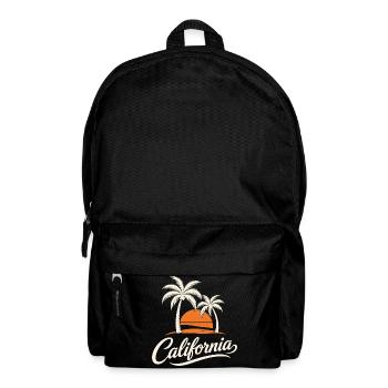 Coucher de soleil californien avec palmiers rétro - Sac à dos - noir - Devant