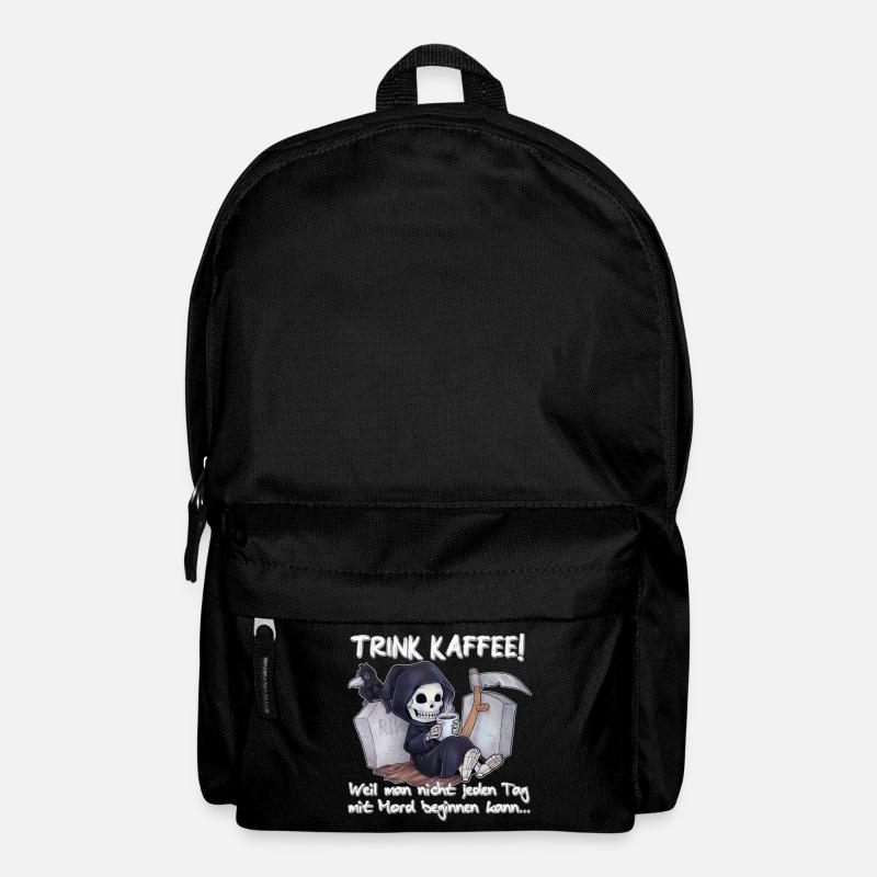 Trink Kaffee - Lustiger Chibi Grim Reaper - Rucksack - Schwarz