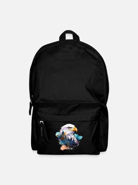Adler Adlerkopf Natur Wildnis Wald Bäume Kunst - Rucksack - Schwarz