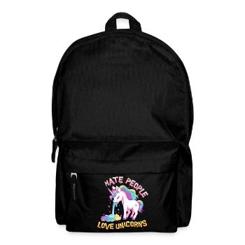 Ich Hasse Menschen Einhorn Kotzt Regenbogen Lustig - Rucksack - Schwarz - Vorne