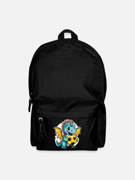 01 Baby Drache mit Fußball lustig Kinderbild - Rucksack - Schwarz