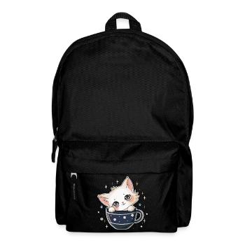 Katze Kaffee Kaffeetasse Katzenliebhaber Catlady - Rucksack - Schwarz - Vorne