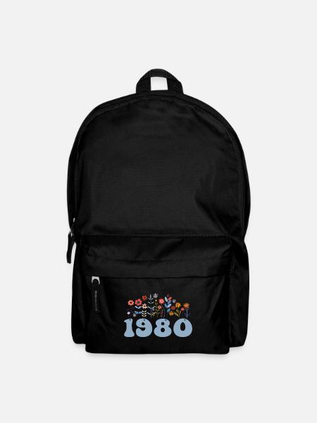 1980 Blumenmuster 1980 Blumen-thema Blumen 1980 - Rucksack - Schwarz