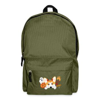 Chien Corgi avec des accessoires fantaisie d’Halloween - Sac à dos - vert olive - Devant
