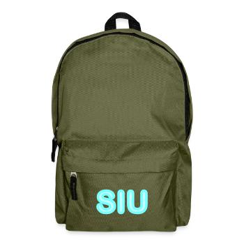 Jugendwort - Siu - Neonschrift in hell blau - Rucksack - Olivgrün - Vorne