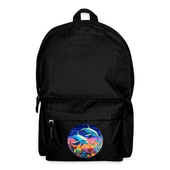 Dolphin - vivid colors - aquatic symphony - Backpack - black - Front