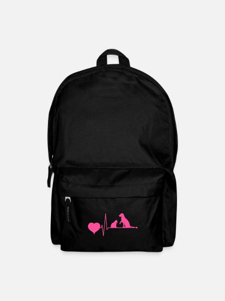 Katze und & Hund Mama Mutter Mom Pink Herzschlag - Rucksack - Schwarz