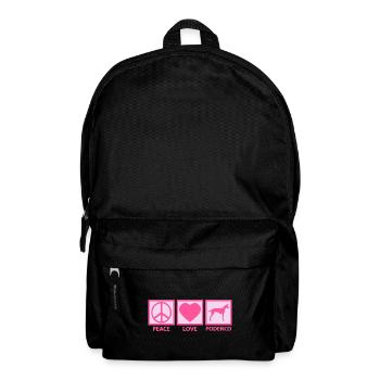 Podenco Windhund Canario Mama Peace Spruch Pink - Rucksack - Schwarz - Vorne